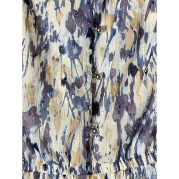 NEW White House Black Market Abstract Floral Dress Blouson Boho 6P White Purple - Picture 14 of 16